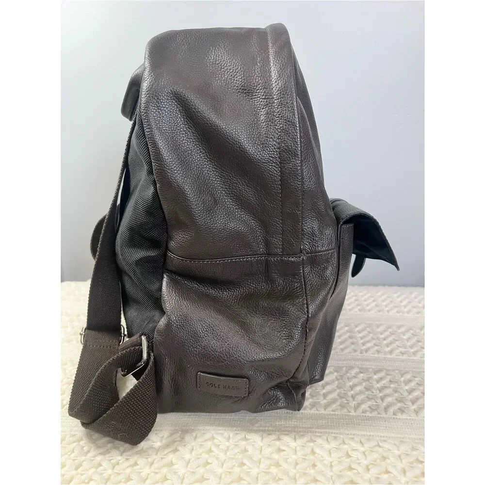 Cole Haan Brown Genuine Pebbled Leather Minimalist Travel Backpack CHDM11031